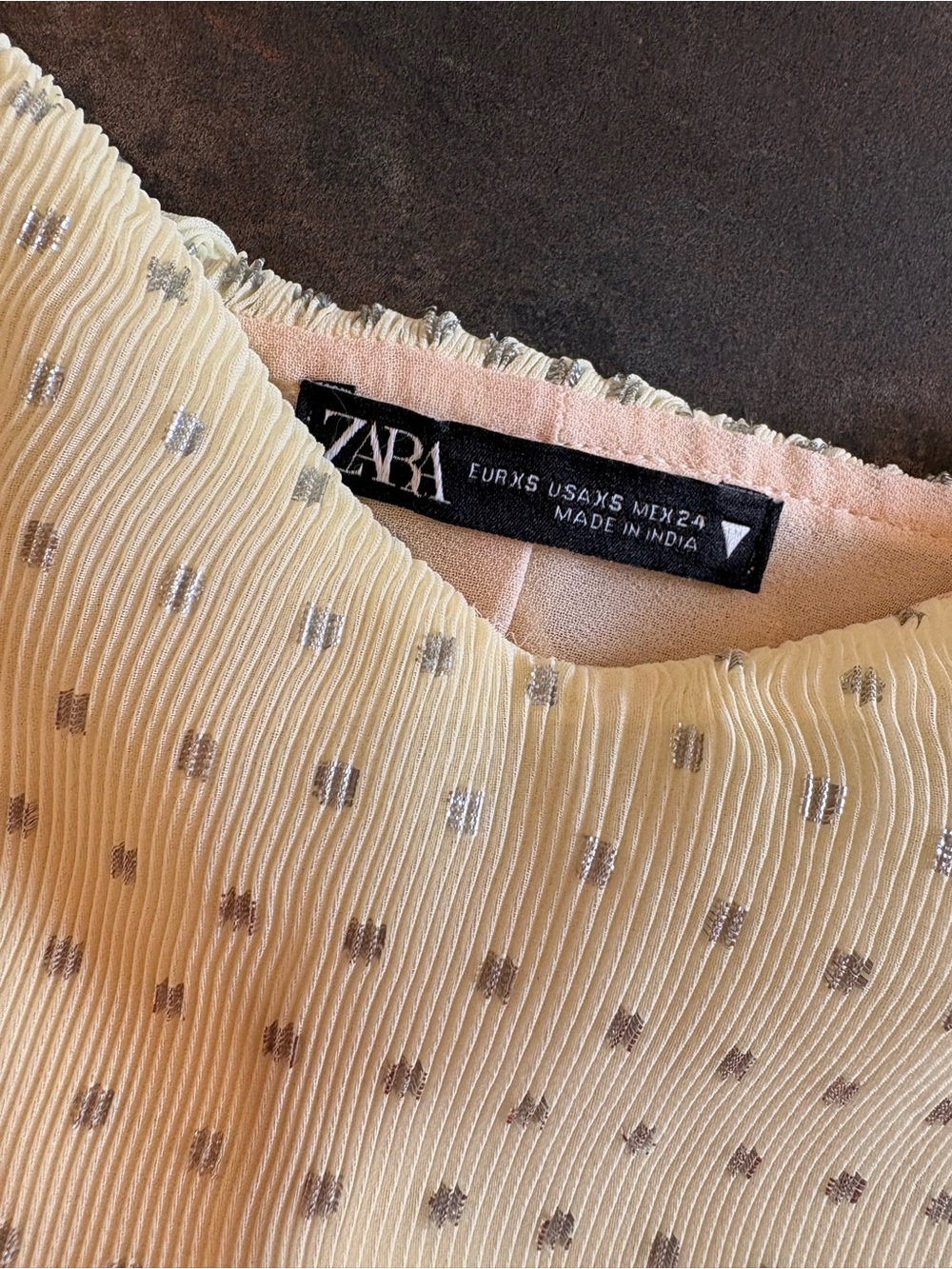 Zara Pale Yellow & Blush Tiered‎ Midi Dress XS - Picture 10 of 10